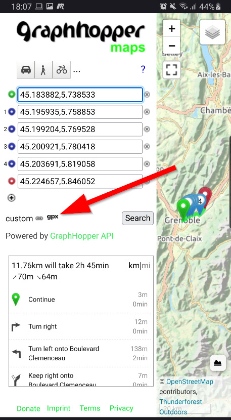 GPX GraphHopper