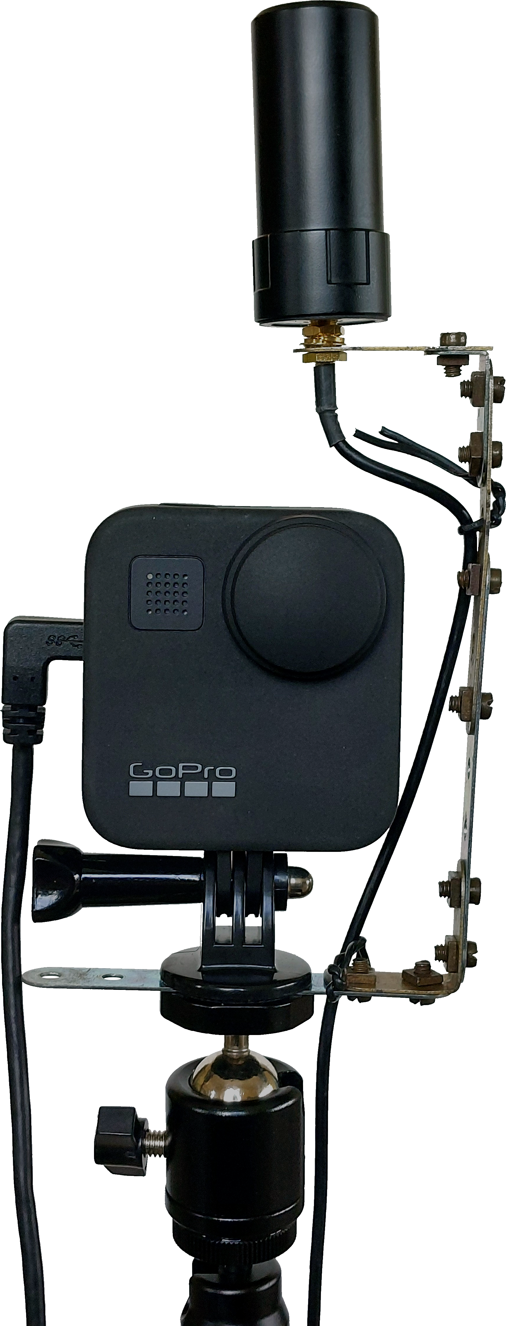 Montage GoPro Max et antenne GPS sur perche